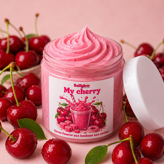 Savon fouetté - bonbons aux cerises