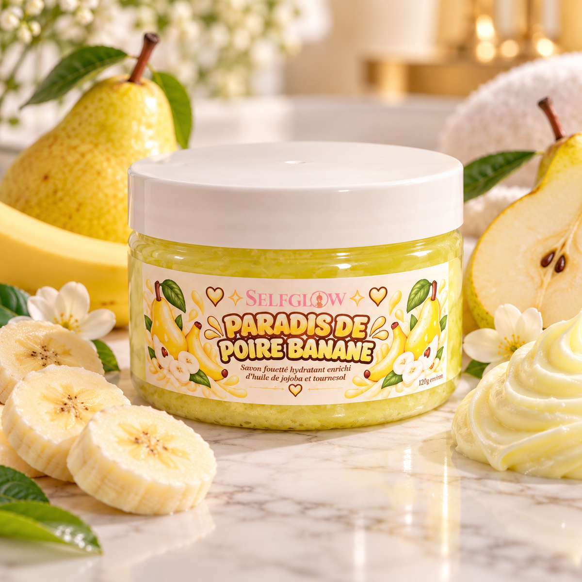 Savon fouetté hydratant - paradis de poire banane